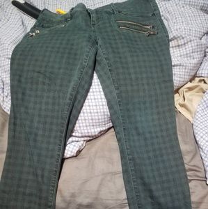 Green and black plaid jeggings